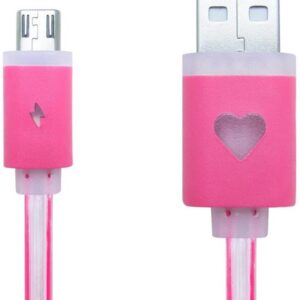 Kabel Micro USB 2.0 Creev MU-200L Różowy Świecący 1m